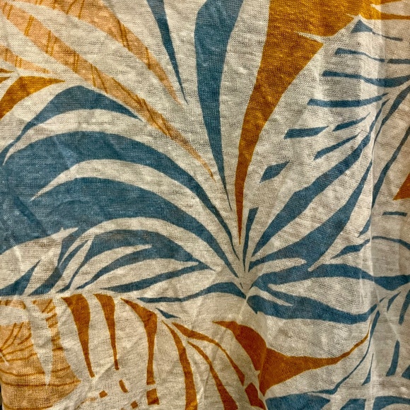 Cynthia Rowley Linen Tropical Palm Leaf Botanical Top Blouse Size Medium - Picture 3 of 5